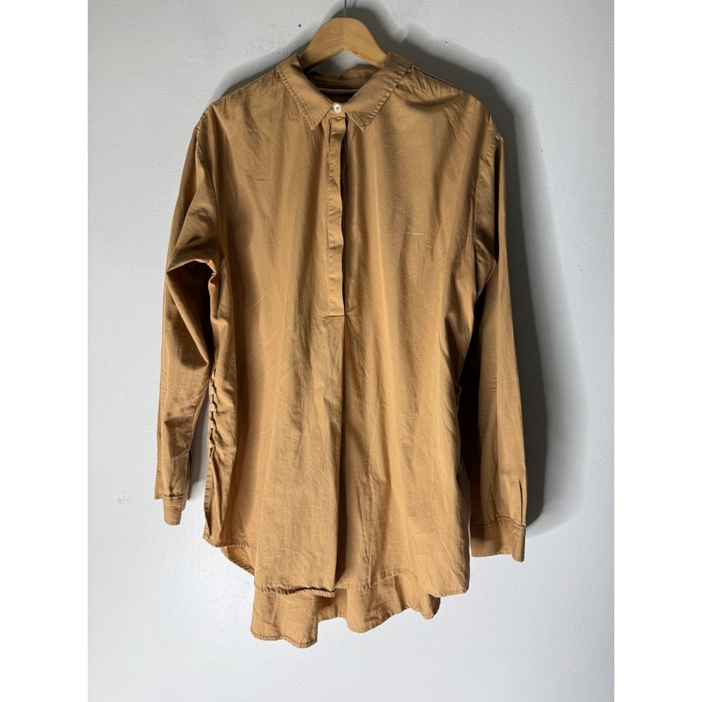 anthropologie‎ button down Side Button tunic Top large Tan/copper